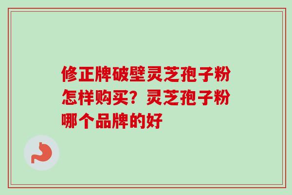 修正牌破壁灵芝孢子粉怎样购买？灵芝孢子粉哪个品牌的好
