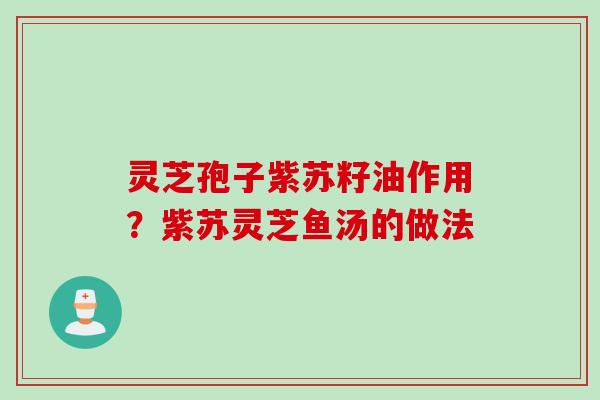 灵芝孢子紫苏籽油作用？紫苏灵芝鱼汤的做法