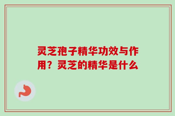 灵芝孢子精华功效与作用？灵芝的精华是什么