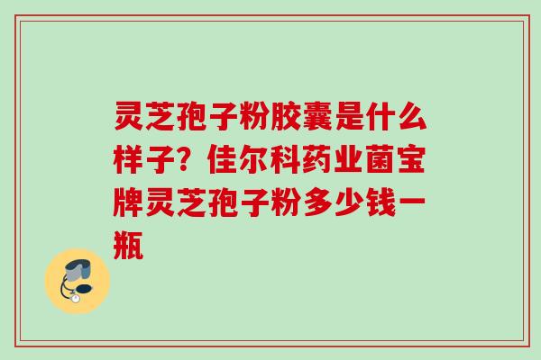灵芝孢子粉胶囊是什么样子？佳尔科药业菌宝牌灵芝孢子粉多少钱一瓶