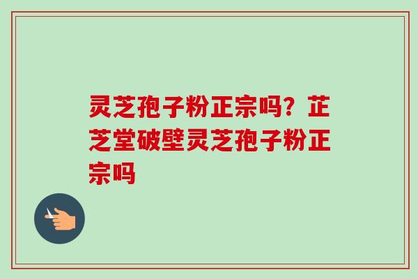 灵芝孢子粉正宗吗？芷芝堂破壁灵芝孢子粉正宗吗
