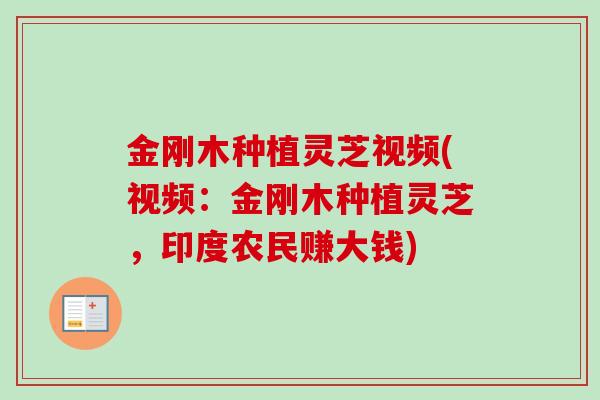 金刚木种植灵芝视频(视频:金刚木种植灵芝,印度农民赚大钱) 金刚木种植灵芝视频(视频:金刚木种植灵芝,印度农民赚大钱)