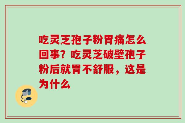 吃灵芝孢子粉胃痛怎么回事？吃灵芝破壁孢子粉后就胃不舒服，这是为什么