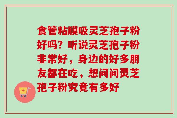 食管粘膜吸灵芝孢子粉好吗？听说灵芝孢子粉非常好，身边的好多朋友都在吃，想问问灵芝孢子粉究竟有多好
