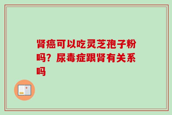 肾癌可以吃灵芝孢子粉吗？尿毒症跟肾有关系吗