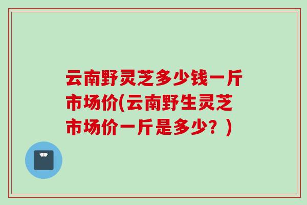 云南野灵芝多少钱一斤市场价(云南野生灵芝市场价一斤是多少？)