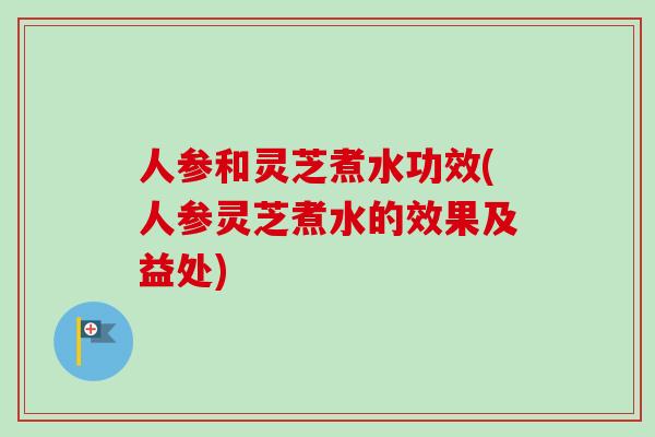 人参和灵芝煮水功效(人参灵芝煮水的效果及益处)
