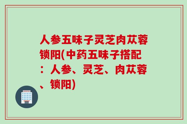 人参五味子灵芝肉苁蓉锁阳(中药五味子搭配：人参、灵芝、肉苁蓉、锁阳)