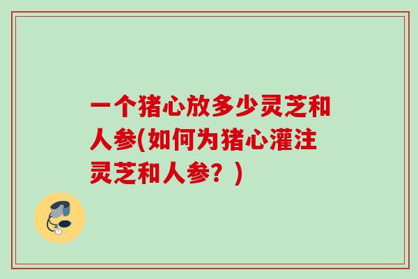 一个猪心放多少灵芝和人参(如何为猪心灌注灵芝和人参？)