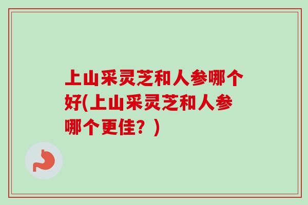 上山采灵芝和人参哪个好(上山采灵芝和人参哪个更佳？)