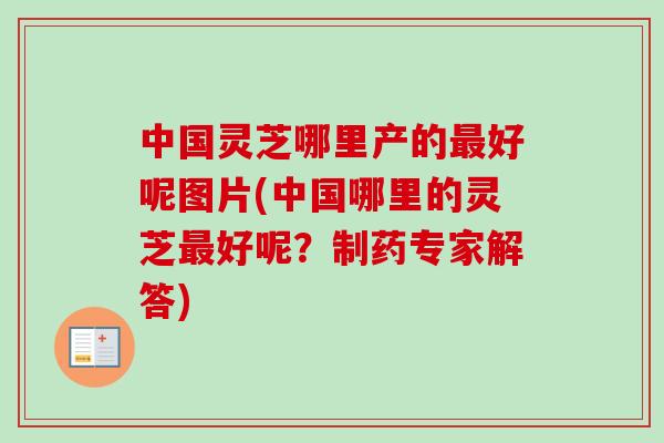 中国灵芝哪里产的最好呢图片(中国哪里的灵芝最好呢？制药专家解答)