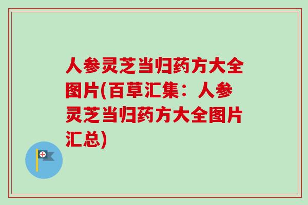 人参灵芝当归药方大全图片(百草汇集：人参灵芝当归药方大全图片汇总)
