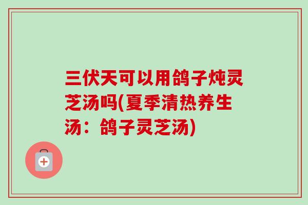 三伏天可以用鸽子炖灵芝汤吗(夏季清热养生汤：鸽子灵芝汤)