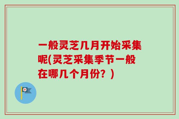 一般灵芝几月开始采集呢(灵芝采集季节一般在哪几个月份？)