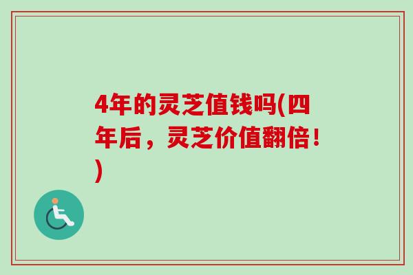 4年的灵芝值钱吗(四年后，灵芝价值翻倍！)