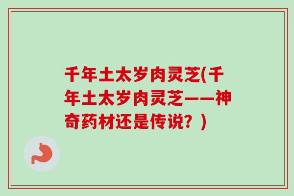 千年土太岁肉灵芝(千年土太岁肉灵芝——神奇药材还是传说？)