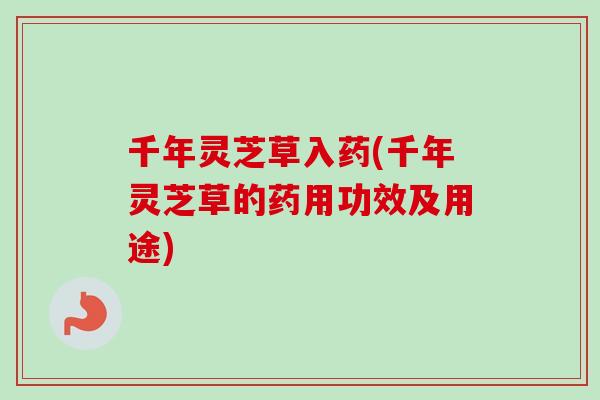 千年灵芝草入药(千年灵芝草的药用功效及用途) 千年灵芝草入药(千年灵芝草的药用功效及用途)