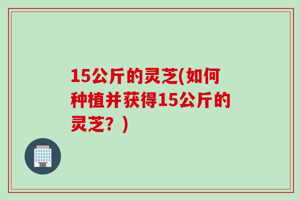 15公斤的灵芝(如何种植并获得15公斤的灵芝？)