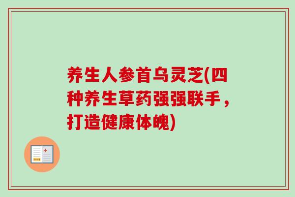 养生人参首乌灵芝(四种养生草药强强联手，打造健康体魄)