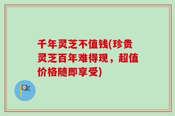 千年灵芝不值钱(珍贵灵芝百年难得现，超值价格随即享受)