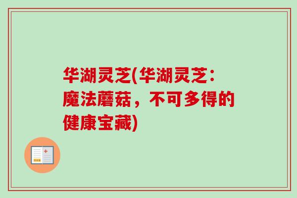 华湖灵芝(华湖灵芝：魔法蘑菇，不可多得的健康宝藏)