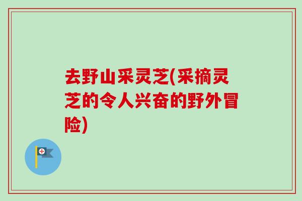去野山采灵芝(采摘灵芝的令人兴奋的野外冒险)