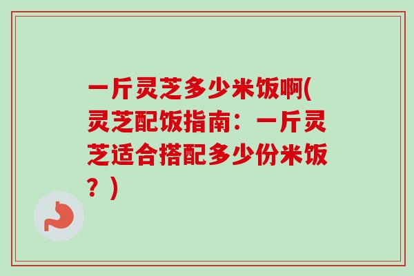 一斤灵芝多少米饭啊(灵芝配饭指南：一斤灵芝适合搭配多少份米饭？)