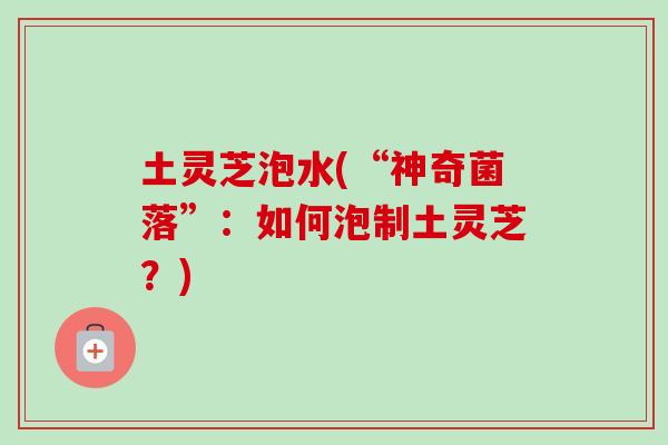 土灵芝泡水(“神奇菌落”:如何泡制土灵芝?) 土灵芝泡水(“神奇菌落”:如何泡制土灵芝?)
