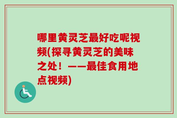 哪里黄灵芝最好吃呢视频(探寻黄灵芝的美味之处！——最佳食用地点视频)