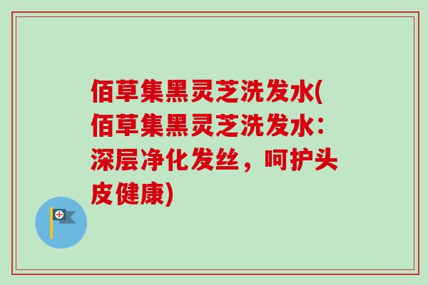 佰草集黑灵芝洗发水(佰草集黑灵芝洗发水：深层净化发丝，呵护头皮健康)