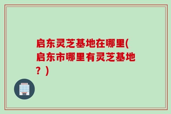 启东灵芝基地在哪里(启东市哪里有灵芝基地？)