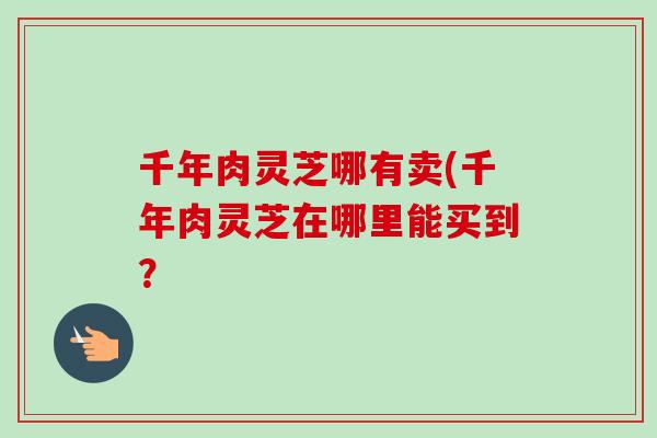 千年肉灵芝哪有卖(千年肉灵芝在哪里能买到? 千年肉灵芝哪有卖(千年肉灵芝在哪里能买到?