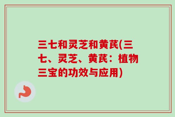 三七和灵芝和黄芪(三七、灵芝、黄芪：植物三宝的功效与应用)