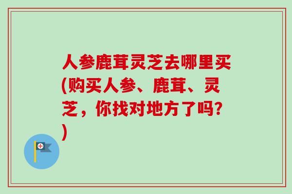 人参鹿茸灵芝去哪里买(购买人参、鹿茸、灵芝，你找对地方了吗？)