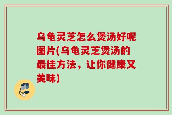 乌龟灵芝怎么煲汤好呢图片(乌龟灵芝煲汤的最佳方法，让你健康又美味)
