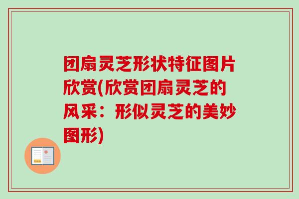 团扇灵芝形状特征图片欣赏(欣赏团扇灵芝的风采：形似灵芝的美妙图形)