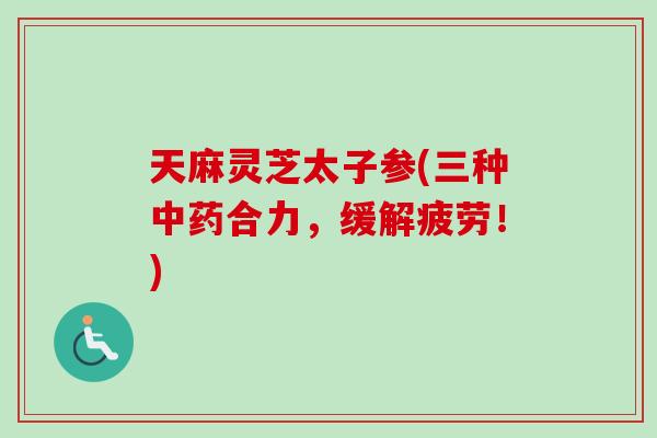 天麻灵芝太子参(三种中药合力，缓解疲劳！)