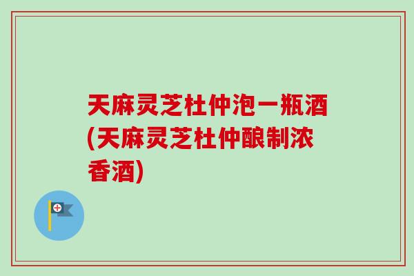 天麻灵芝杜仲泡一瓶酒(天麻灵芝杜仲酿制浓香酒)