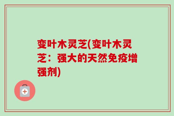 变叶木灵芝(变叶木灵芝：强大的天然免疫增强剂)