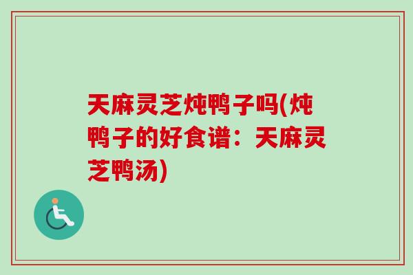 天麻灵芝炖鸭子吗(炖鸭子的好食谱：天麻灵芝鸭汤)