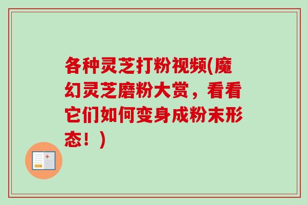各种灵芝打粉视频(魔幻灵芝磨粉大赏，看看它们如何变身成粉末形态！)