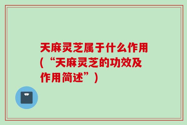 天麻灵芝属于什么作用(“天麻灵芝的功效及作用简述”)