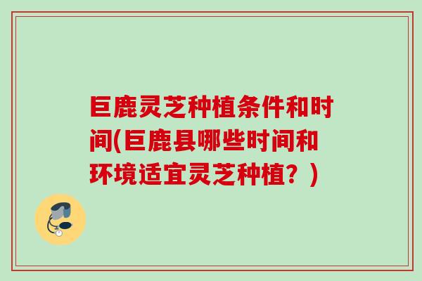 巨鹿灵芝种植条件和时间(巨鹿县哪些时间和环境适宜灵芝种植？)