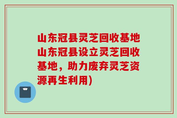 山东冠县灵芝回收基地山东冠县设立灵芝回收基地，助力废弃灵芝资源再生利用)