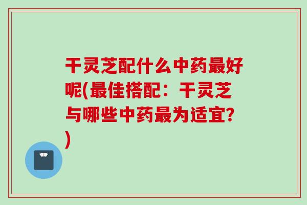 干灵芝配什么中药最好呢(最佳搭配：干灵芝与哪些中药最为适宜？)
