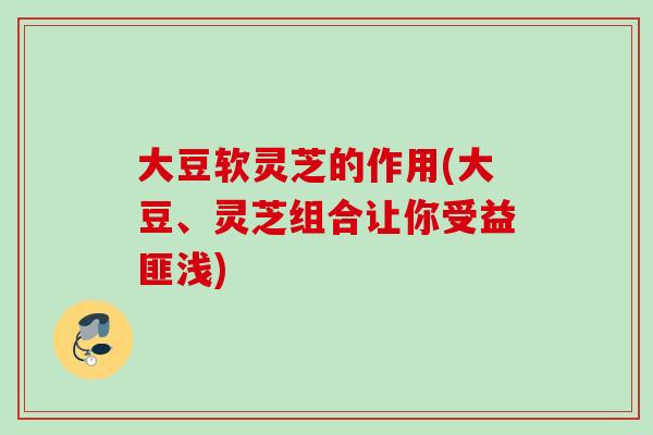 大豆软灵芝的作用(大豆、灵芝组合让你受益匪浅)