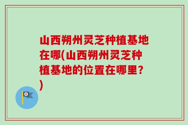 山西朔州灵芝种植基地在哪(山西朔州灵芝种植基地的位置在哪里？)
