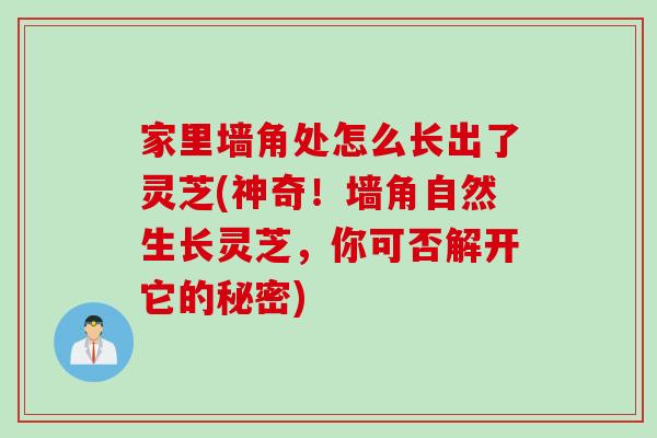 家里墙角处怎么长出了灵芝(神奇！墙角自然生长灵芝，你可否解开它的秘密)
