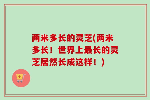 两米多长的灵芝(两米多长！世界上最长的灵芝居然长成这样！)