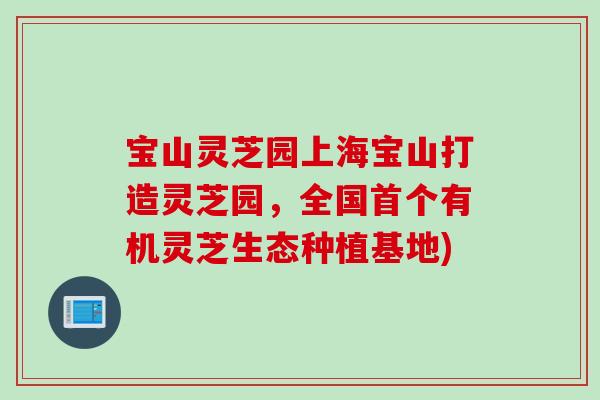 宝山灵芝园上海宝山打造灵芝园，全国首个有机灵芝生态种植基地)